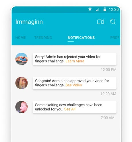 Immaginn finger challenge interface
