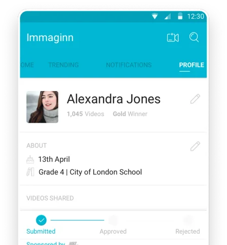 Immaginn user profile and dance challenge