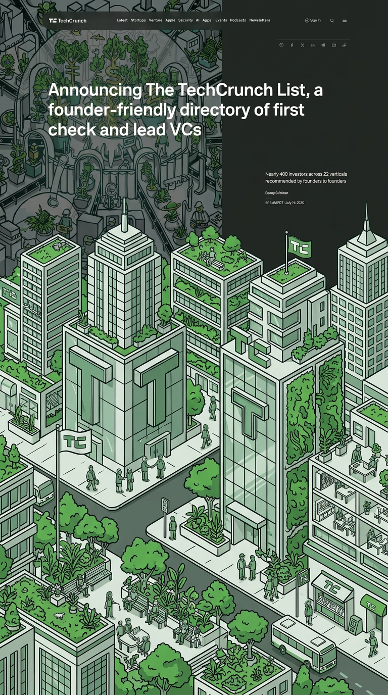 TechCrunch editorial experience illustrated as a connected sustainable city