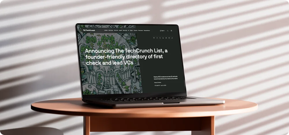 TechCrunch homepage showcasing latest tech news