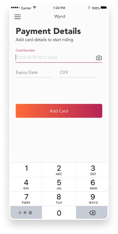 Wynd app welcome and signup screen