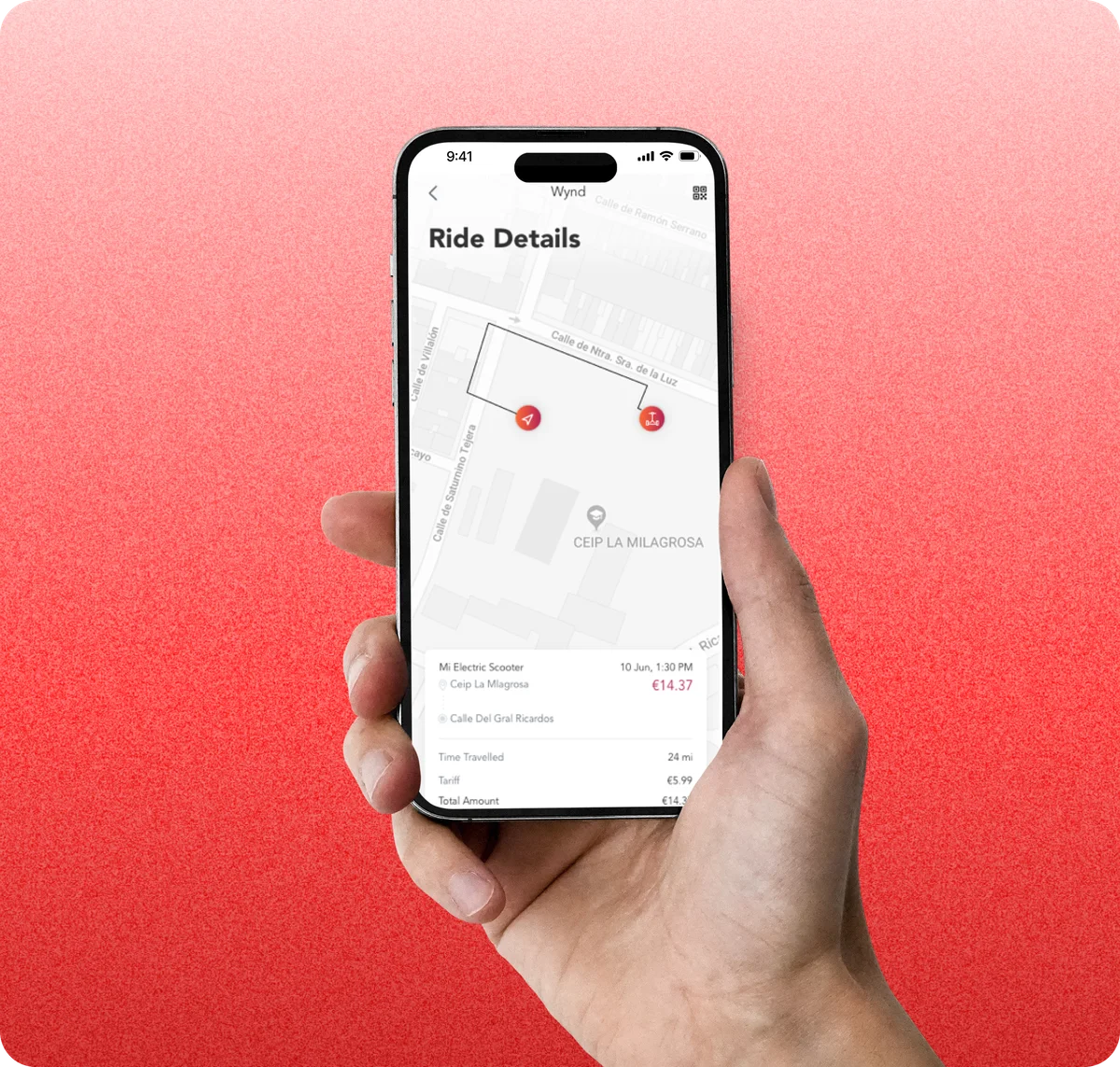 Wynd app payment and trip summary